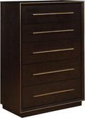 Coaster Home Furnishings - Durango - Wood - 5-Drawer Chest with Gold Accents, Linear Handles and Floating Base - Contemporary - Bedroom - Smoked Peppercorn - 223265