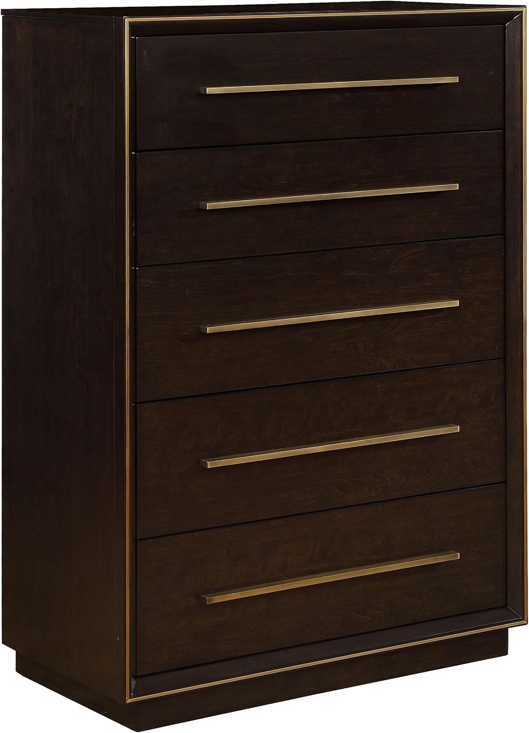 Coaster Home Furnishings - Durango - Wood - 5-Drawer Chest with Gold Accents, Linear Handles and Floating Base - Contemporary - Bedroom - Smoked Peppercorn - 223265
