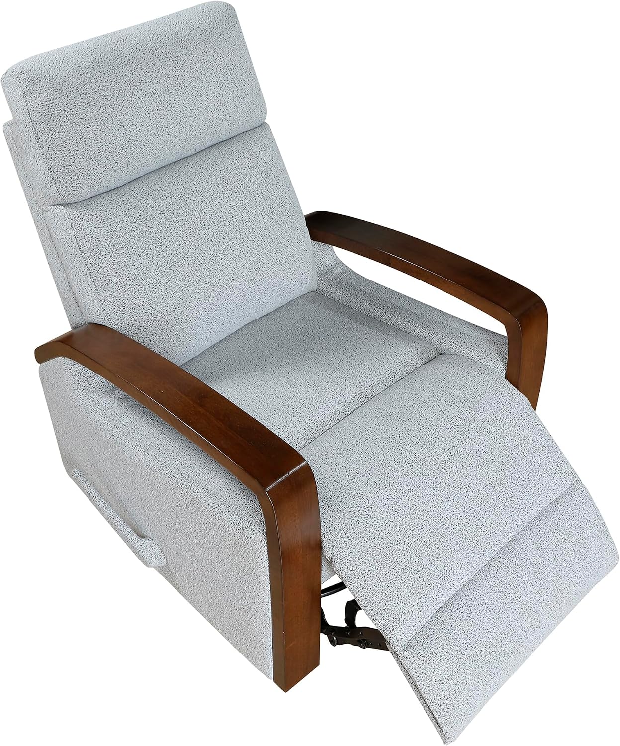 Lexicon 360 Degree Swivel Glider Reclining Chair, Soft Boucle Manual Recliner, Comfy Nursery Glider Recliner, Wood Arms, Pull Handle for Living Room/Office/Bedroom/Apartment, Gray