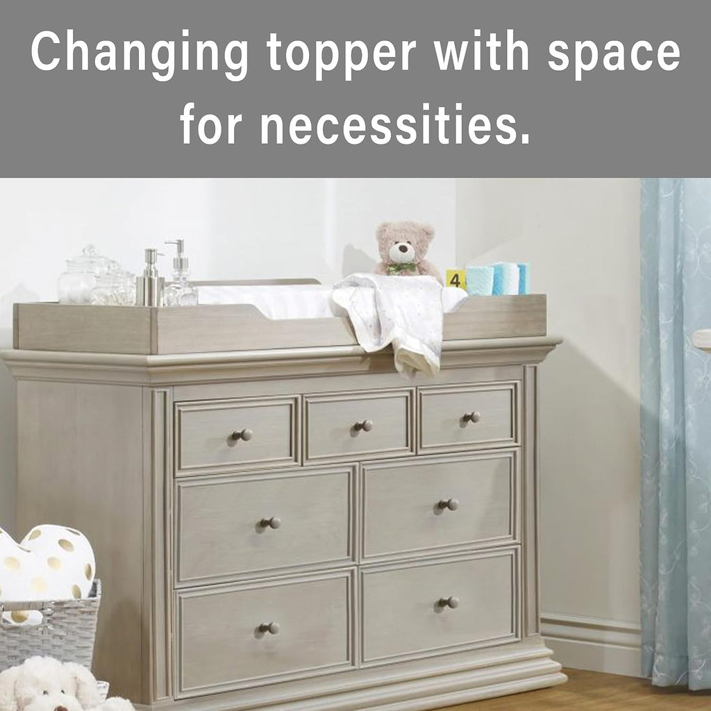 Sorelle Furniture Changing Table Topper for Dresser, Dressing and Diaper Changing Solution for Baby Dresser, Nursery Furniture-Heritage Fog