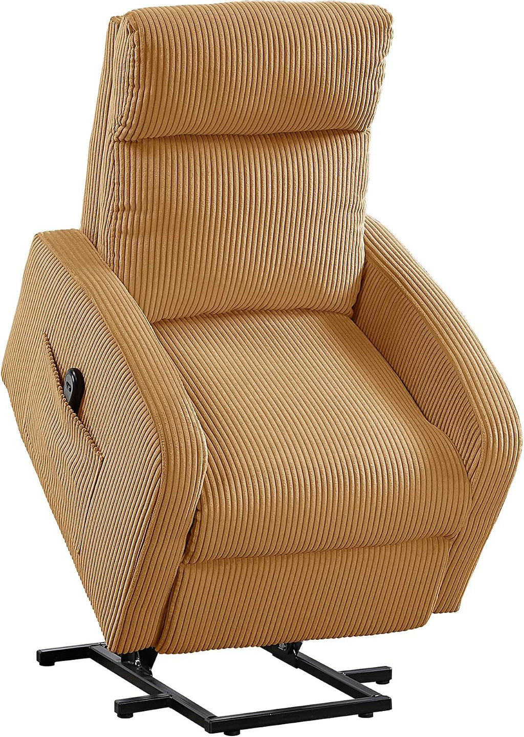 Lexicon Power Lift Recliner Chair for Elderly with Remote Control, Gentle Lift Motion, Side Pocket Armrest, Corduroy Upholstered Electric Recliner for Living Room/Bedroom, Easy Assembly, Yellow