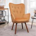 Container Furniture Direct Chic Accent Arm Chairs for Living Room, Bedroom, or Home Office, Button-Tufted Midcentury Armchair with Wingback Design and Splayed Legs, Mustard Yellow