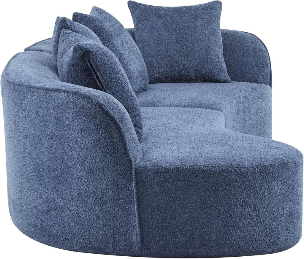 Christopher Knight Home Braebt 126' Curved Modular Sectional Sofa with 4 Throw Pillows, Comfy Upholstered Cloud Couch, 5-Seater Sofa Couches for Living Room, Study, No Assembly Required, Navy Blue