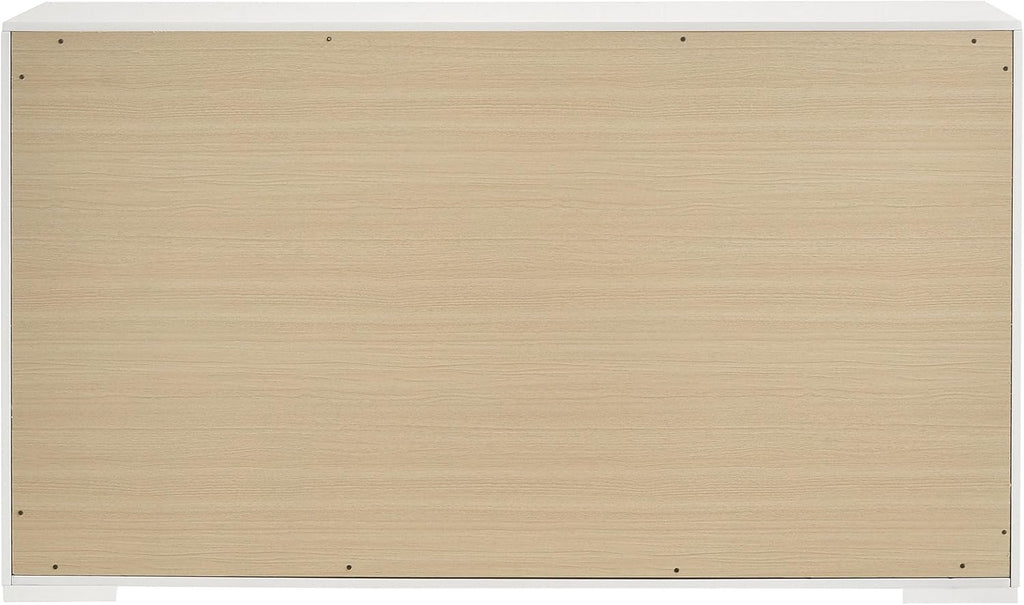 Coaster Home Furnishings - Ives - Wood - 6-Drawer Dresser with Contemporary Style, Tile Emboss, Felt-Lined Top, Metal Handles, Metal Extension Glides - Bedroom - White High Gloss - 224943
