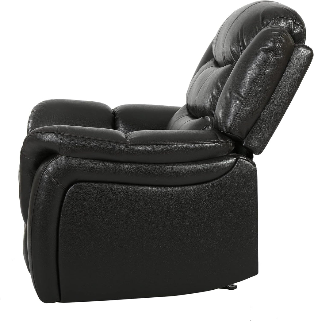 Christopher Knight Home GDFStudio Great Deal Furniture Merit Black Leather Recliner/Glider Chair