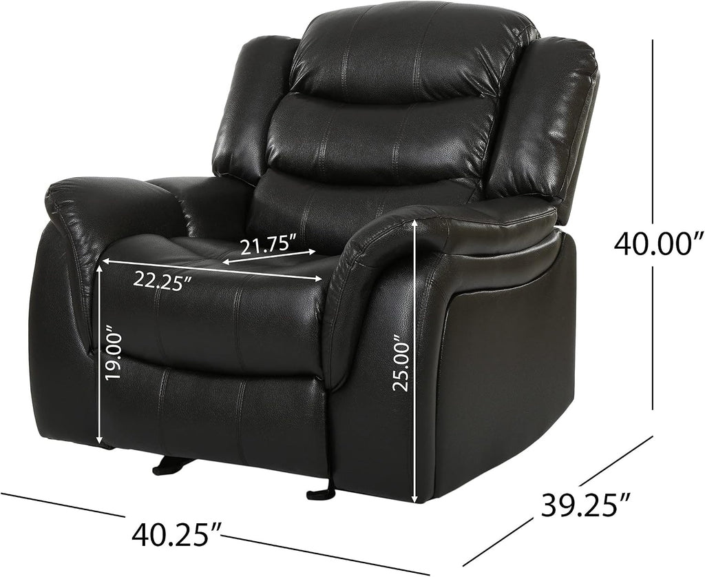 Christopher Knight Home GDFStudio Great Deal Furniture Merit Black Leather Recliner/Glider Chair