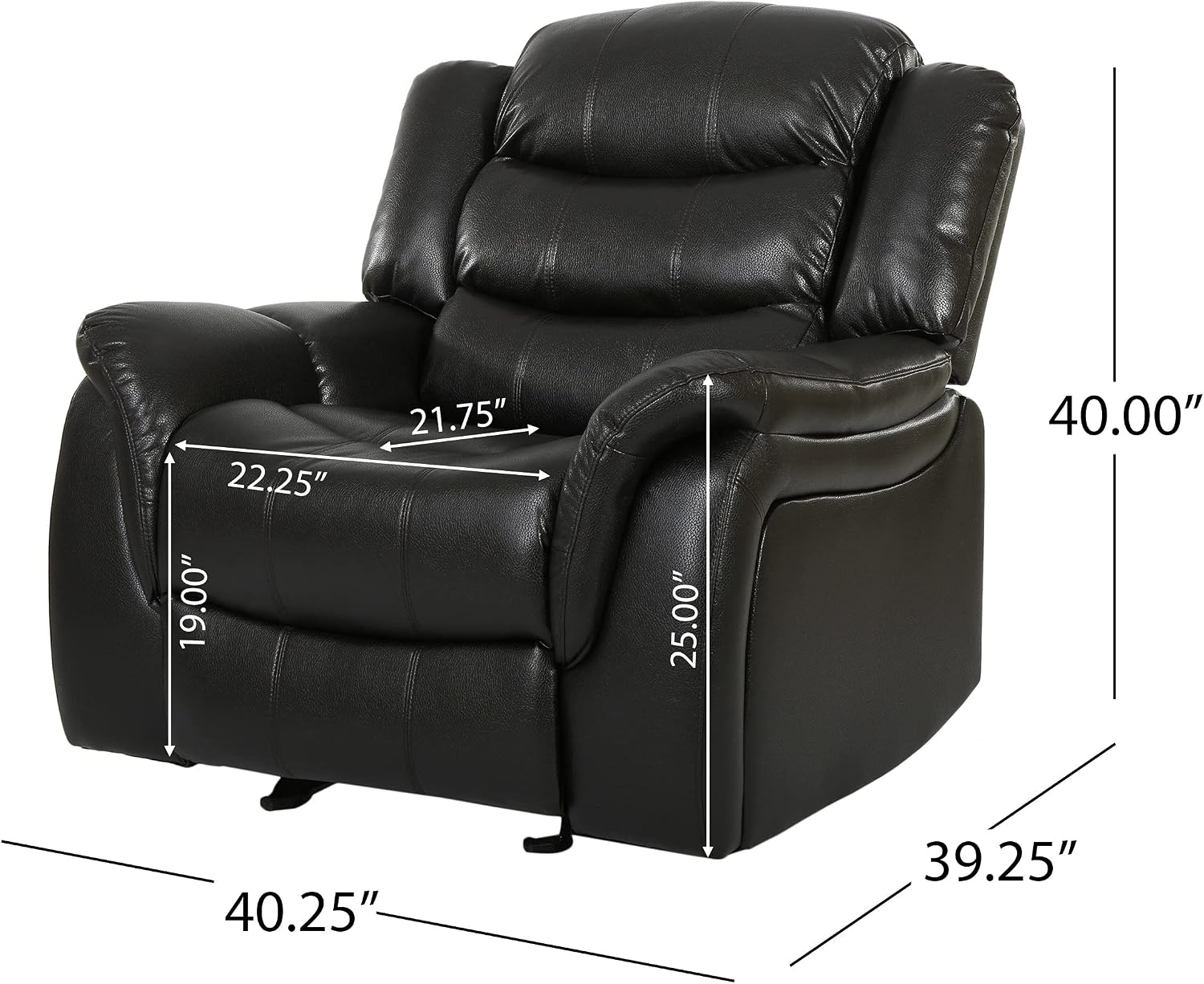 Christopher Knight Home GDFStudio Great Deal Furniture Merit Black Leather Recliner/Glider Chair