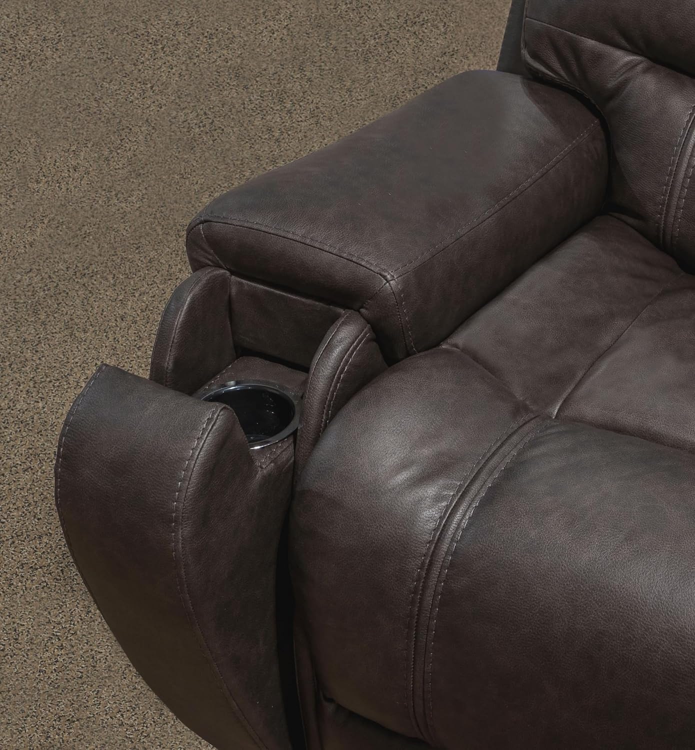 Signature Design by Ashley MakingMoves Rocker Recliner, Faux Leather Oversized Recliner Chair, No Assembly Required, with Pop-Out Cup Holders for Living Rooms, Smoke, 40' W
