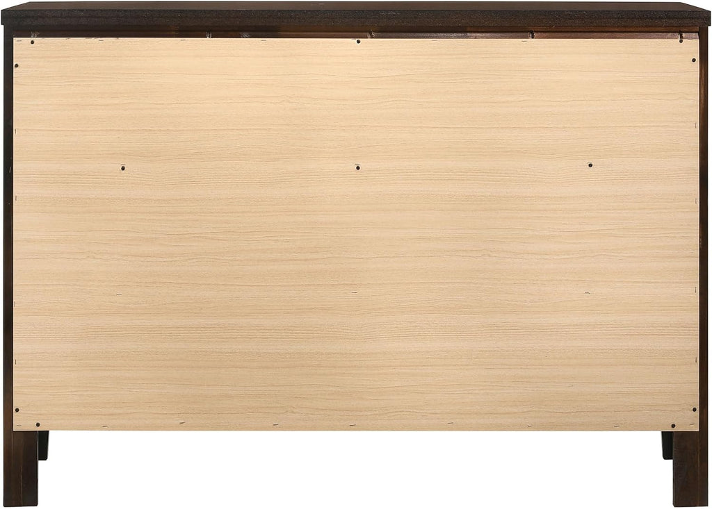 Coaster Home Furnishings - Carlton - Wood - 6-Drawer Dresser with Contemporary Style, Wide Drawers, Round Knobs, Rectangular Structure, Tip-Over Restraint - Bedroom - Cappuccino - 202093