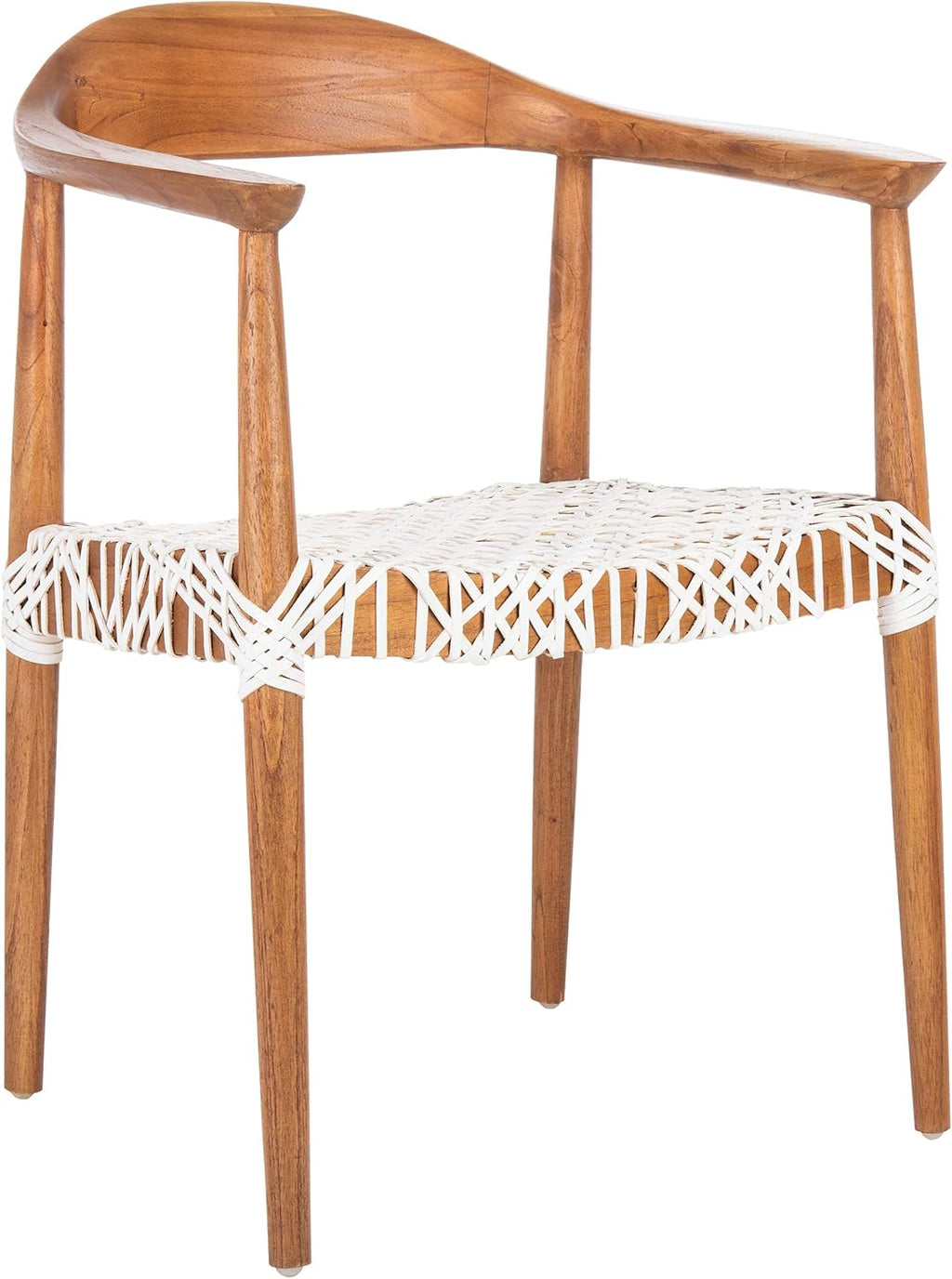 Safavieh Home Collection Juneau Leather Woven Natural and Off-White Accent Chair