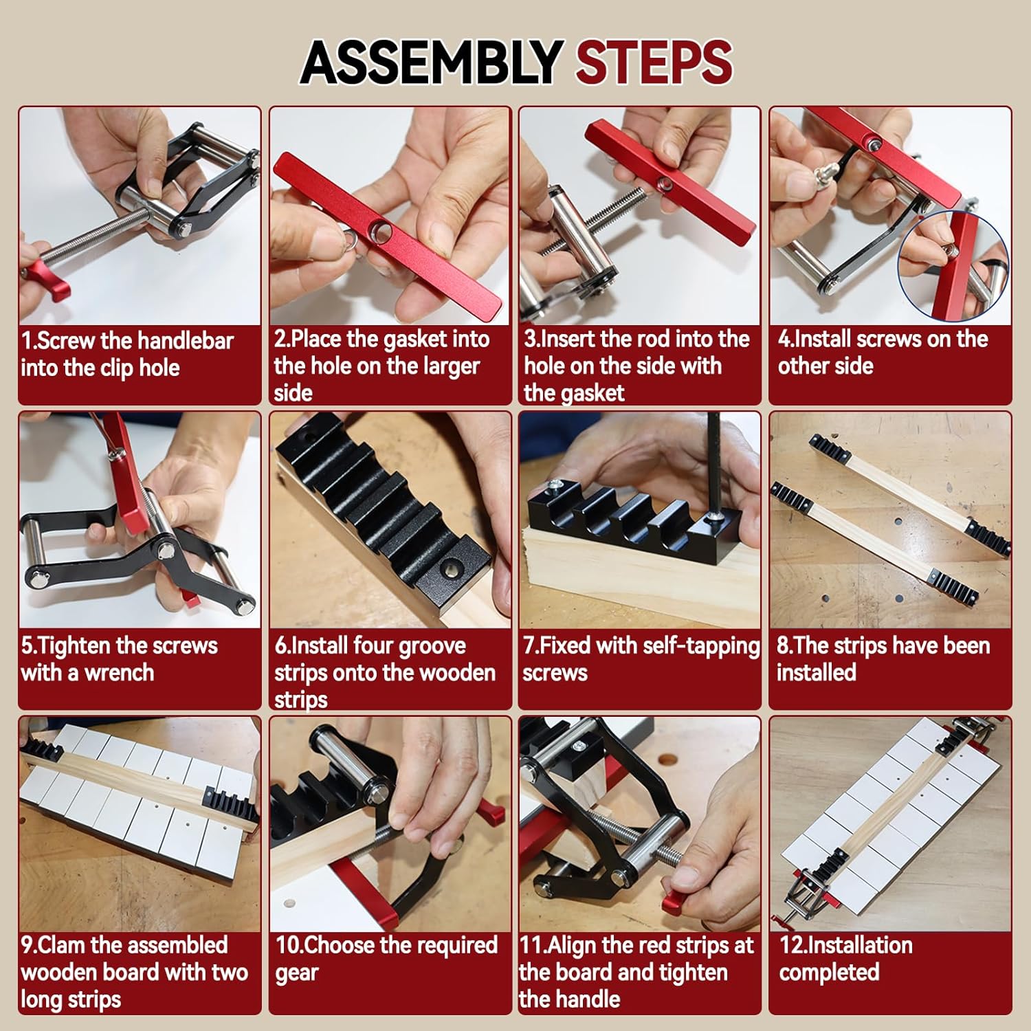 JOJOCY 4 Way Pressure Release Clamps 2-pairs, Clamping Woodworking Clamp for Flat Panel Assembly, Steel Parallel Clamp for Tabletops, Cabinets, Furniture & Precision Wood Projects