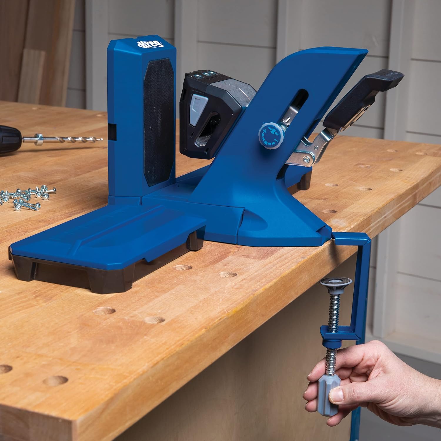 Kreg Tool KPHJ720PRO Pocket-Hole Jig 720PRO - Easy Clamping & Adjusting - Includes Durable Kreg Pocket-Hole Screws - For Materials 1/2' to 1 1/2' Thick