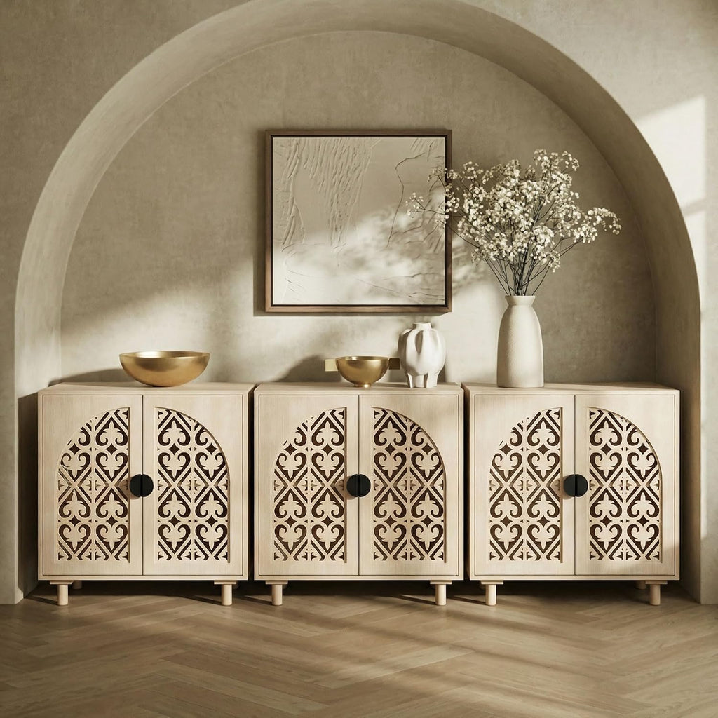 Decorative Storage Cabinet, Sideboard with Magnetic Latch, Adjustable Shelf, 29.8 x 15.7 x 31.5 Inches (2 Piece)