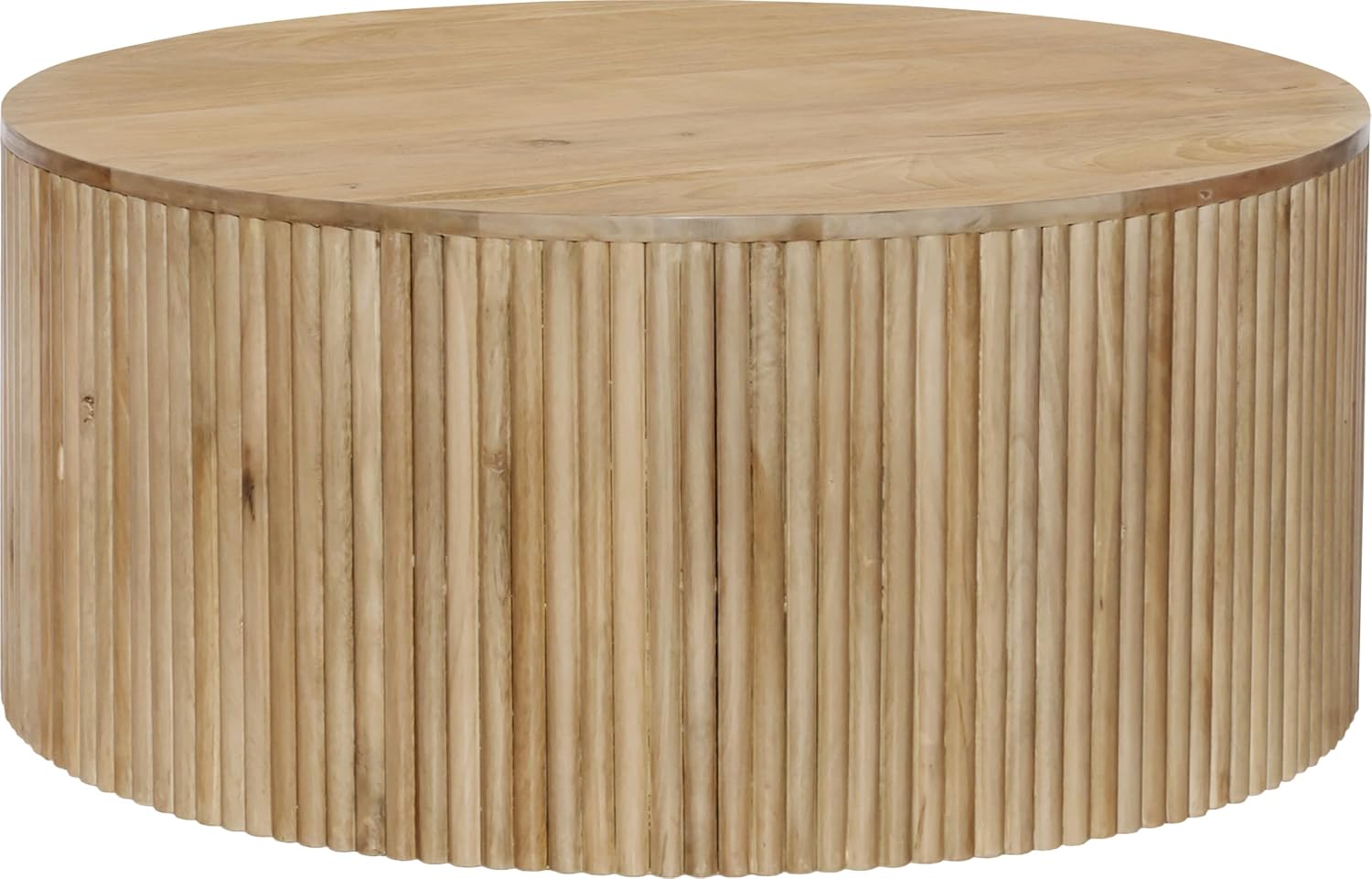 Meridian Furniture 276-CT Oakhill Collection Modern | Contemporary Round White Oak Finish Coffee Table, Natural Wood, 36' W x 36' D x 16' H