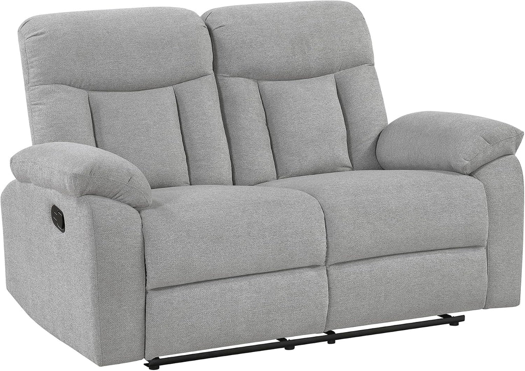 Lexicon Manual Double Recliner Loveseat for Living Room, Chenille Fabric Upholstered Reclining Sofa, Home Theater Seating, Easy Assembly, Recliner Love Seat Couch, Gray