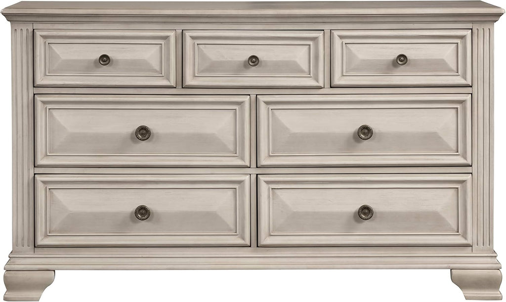 Roundhill Furniture Renova Distressed Parchment 7-Drawer Dresser