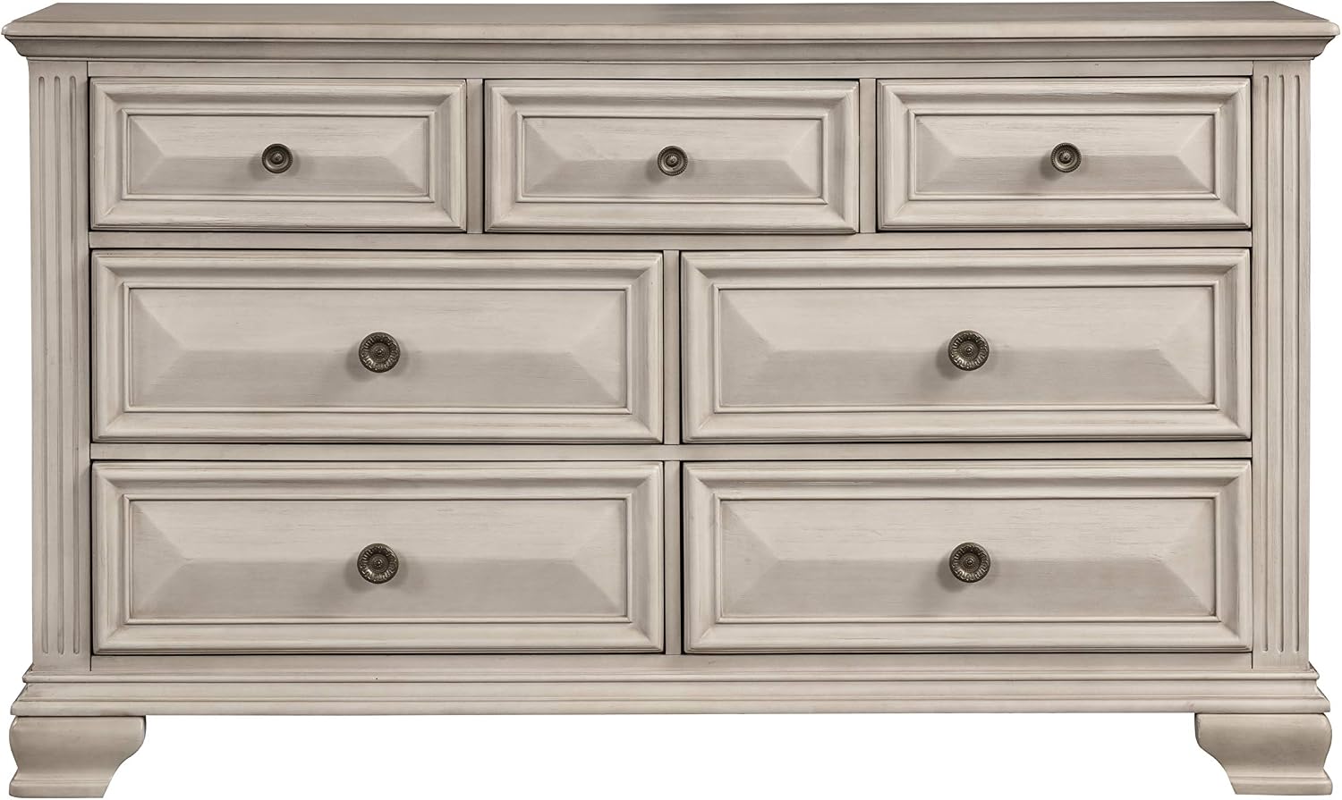 Roundhill Furniture Renova Distressed Parchment 7-Drawer Dresser