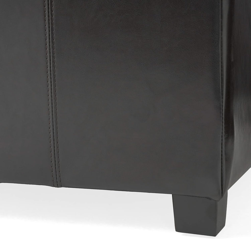 Christopher Knight Home Living Berkeley Brown Leather Square Storage Ottoman, Espresso