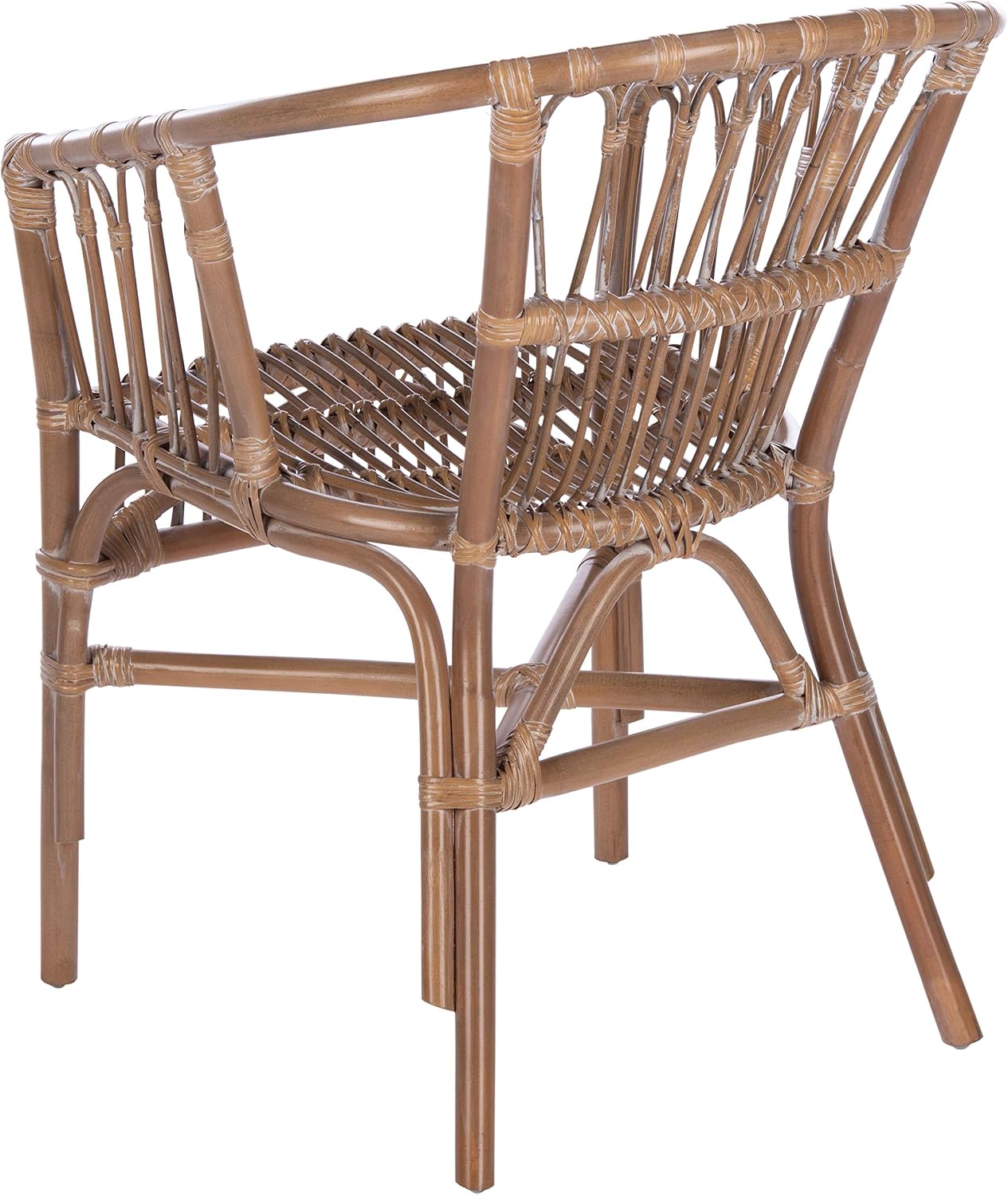 Safavieh Home Adriana Coastal Grey White Wash Rattan (Set of 2) Accent Chair (ACH6505D-SET2)