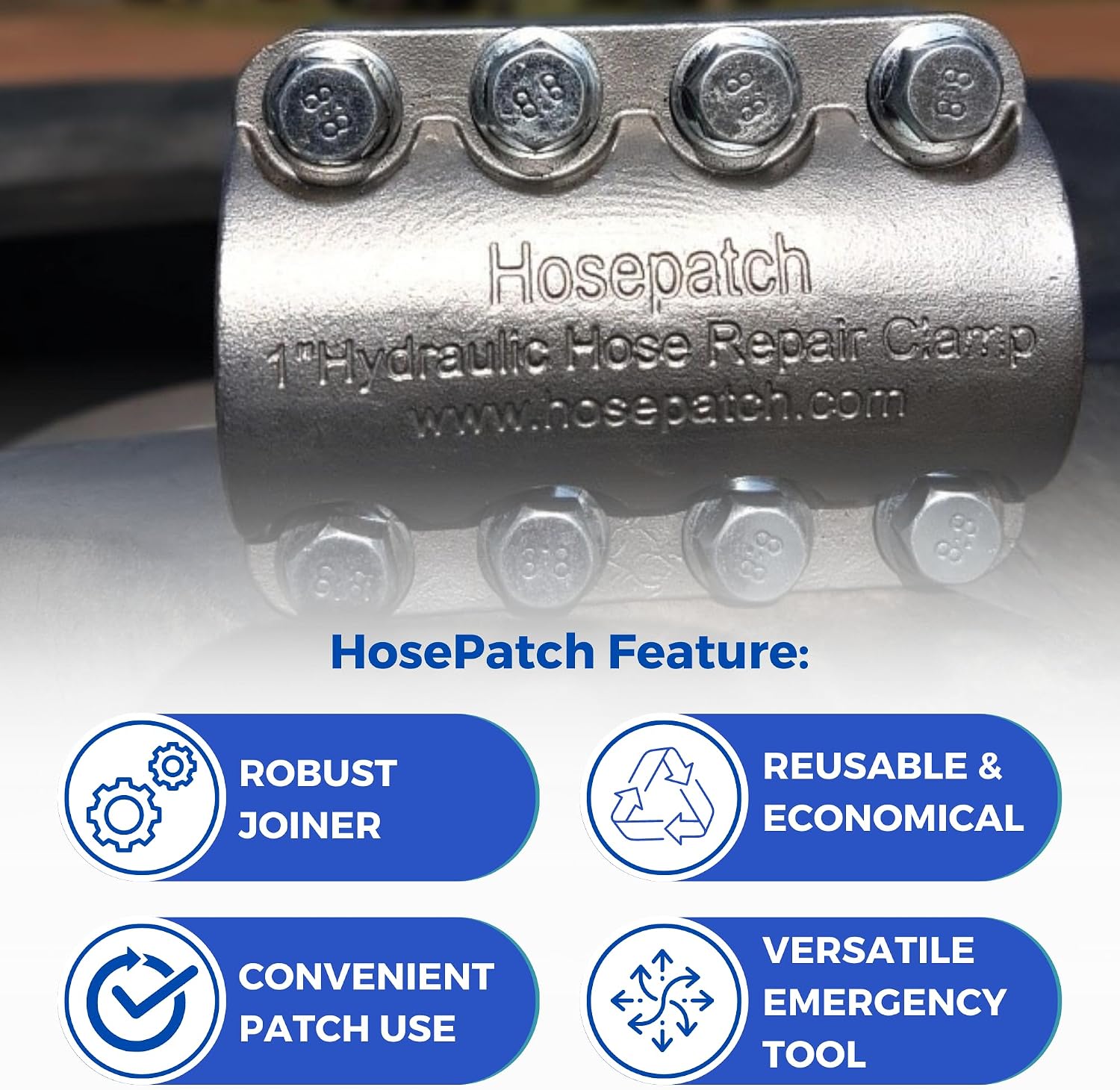 Hydraulic Hose Repair, Clamp Only for Fast Hose Repair, Durable Hose Repair Fittings, Hose Connector Repair, High Pressure Hose Clamps, Hose Patch Clamp - 1'