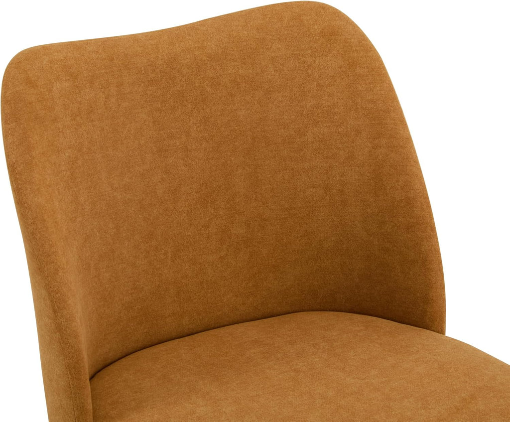 Christopher Knight Home Set of 2 Ringo Fabric Upholstered Dining Chairs,Rubberwood Frame, Curved Backrest,Foam-Filled Cushion, Armless Accent Chair/Side Chair for Dining Room/Kitchen, Ginger+Walnut
