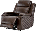 Watson & Whitely Genuine Leather Power Recliner Chairs for Adults, Zero Gravity Recliner with Power Headrest & Hidden Storage, Electric Reclining Sofa Chair for Living Room, Home Office, Dark Brown