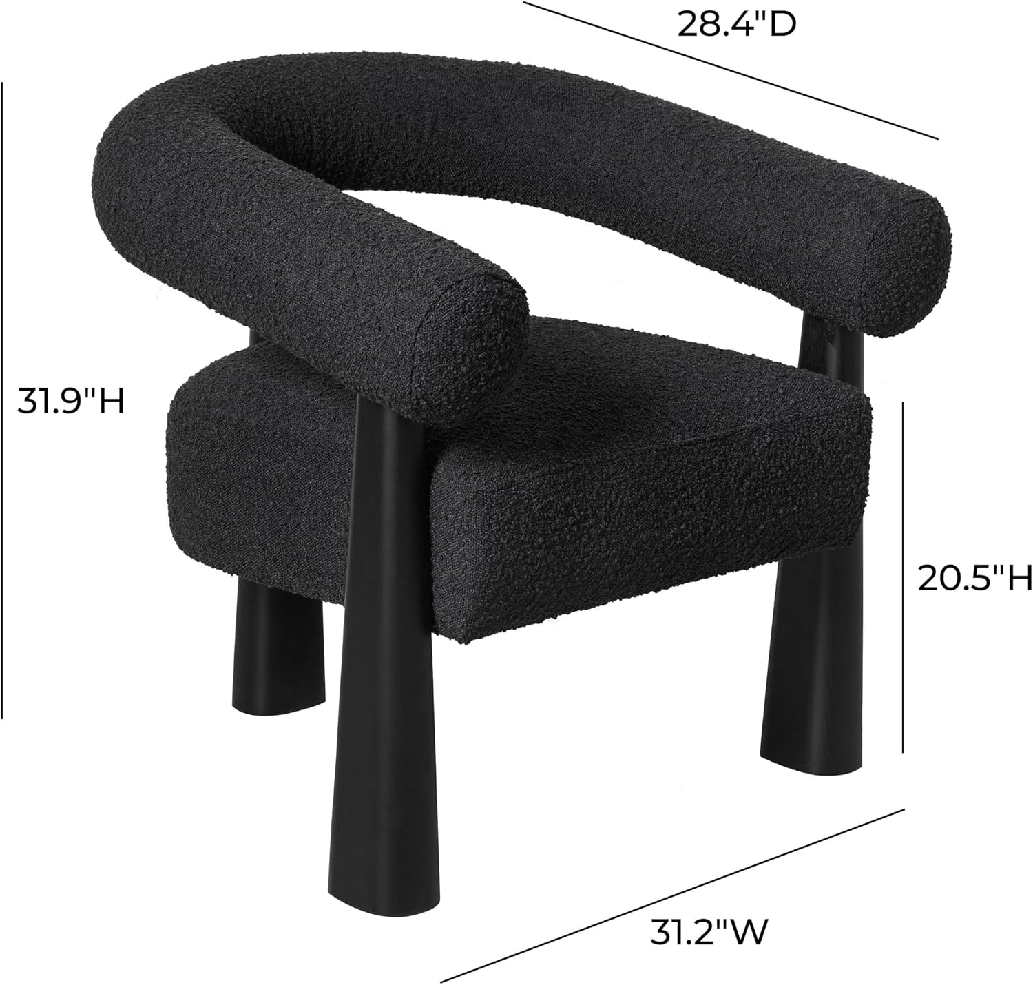 Tov Furniture Spara Black Performance Boucle Accent Chair (Black)
