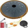 Happybuy Navy Blue Tongue Drum 14 Notes Dish Shape Drum 14 Inches Dia. Manual Percussion Pure Copper Steel Tongues 14 Notes Steel Tongue Handpan Drum with Rope Decoration and Mallets,Bag, Music Book