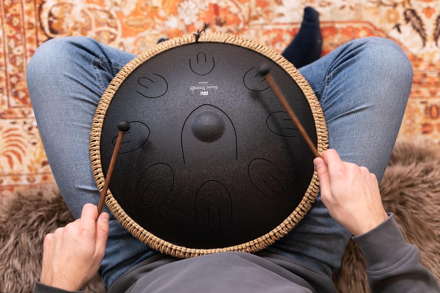 Meinl Sonic Energy Octave Steel Tongue Drum 9 Notes 16' with Mallets, Bag — Sound Healing Instrument for Musical Education, Meditation, ASMR, Yoga
