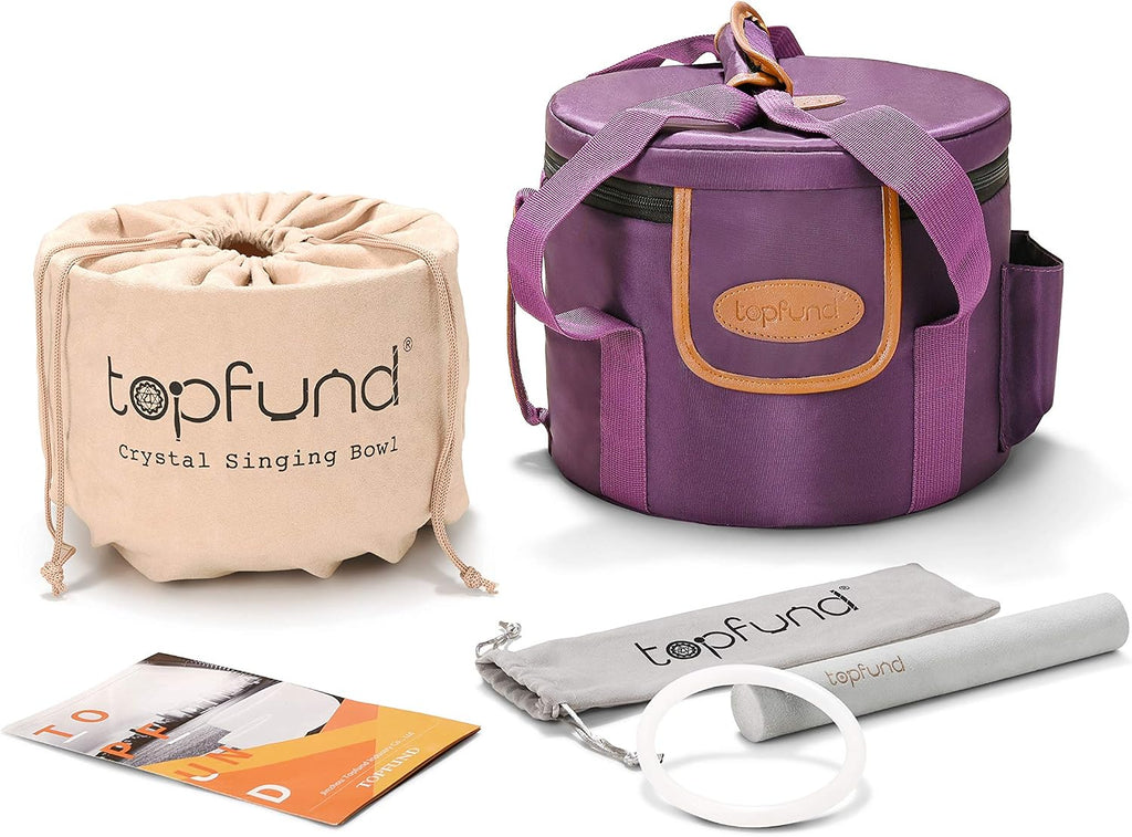 TOPFUND Green F Note Crystal Singing Bowl Heart Chakra 10 inch with Heavy Duty Carrying Case and Suede Mallet
