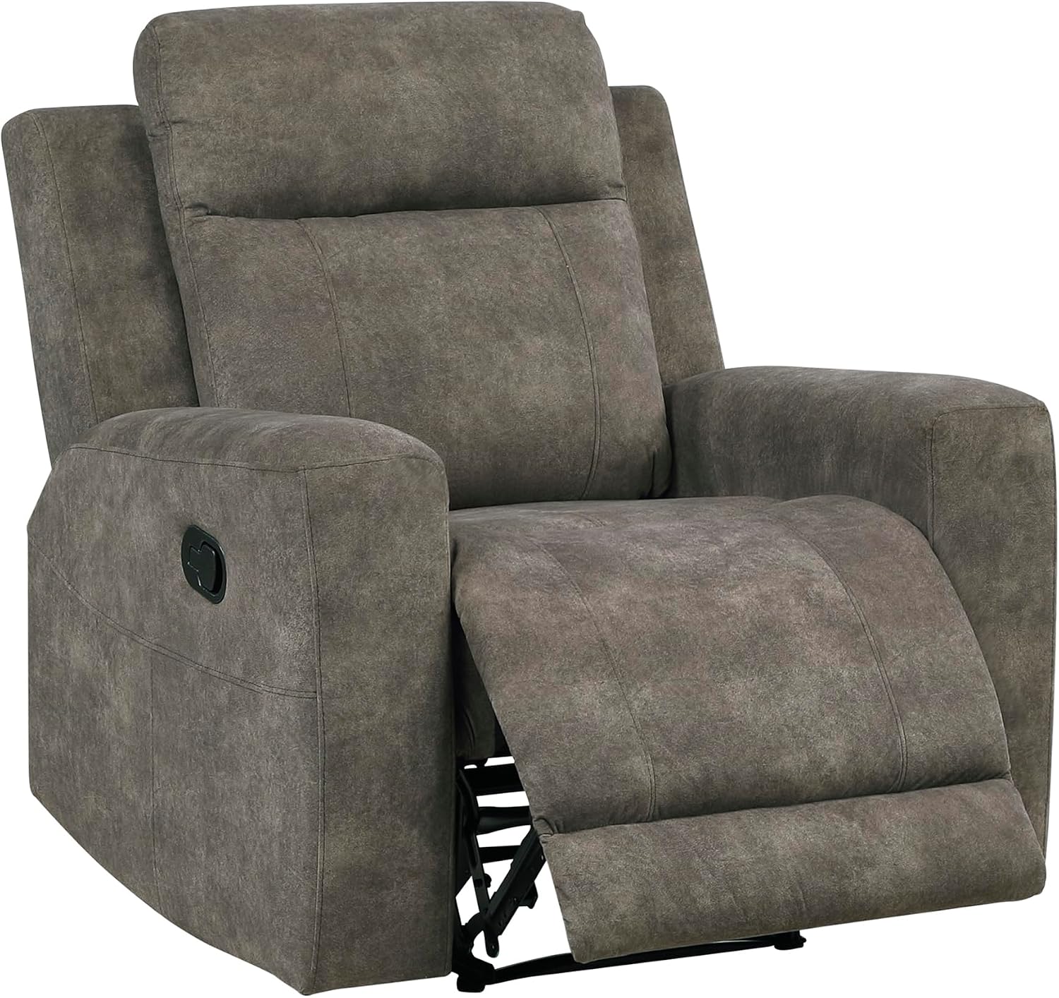 Lexicon Manual Recliner Chair, Textured Microfiber Reclining Sofa Chair, Home Theater Seating, Wall Hugger, Track Arms, Manual Recliner for Living Room/Office/Apartment, Easy Assembly, Brown