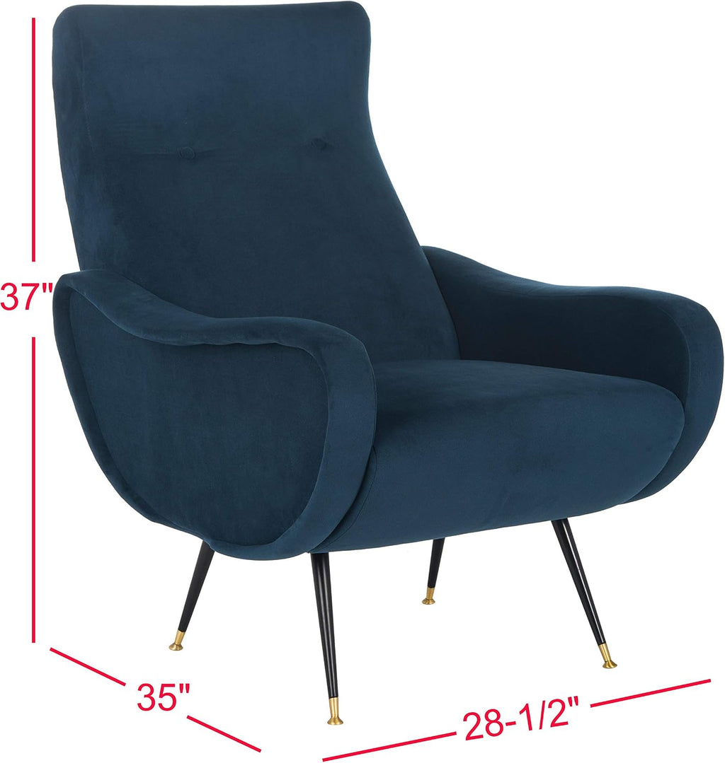 Safavieh Home Collection Elicia Retro Navy Velvet Accent Chair