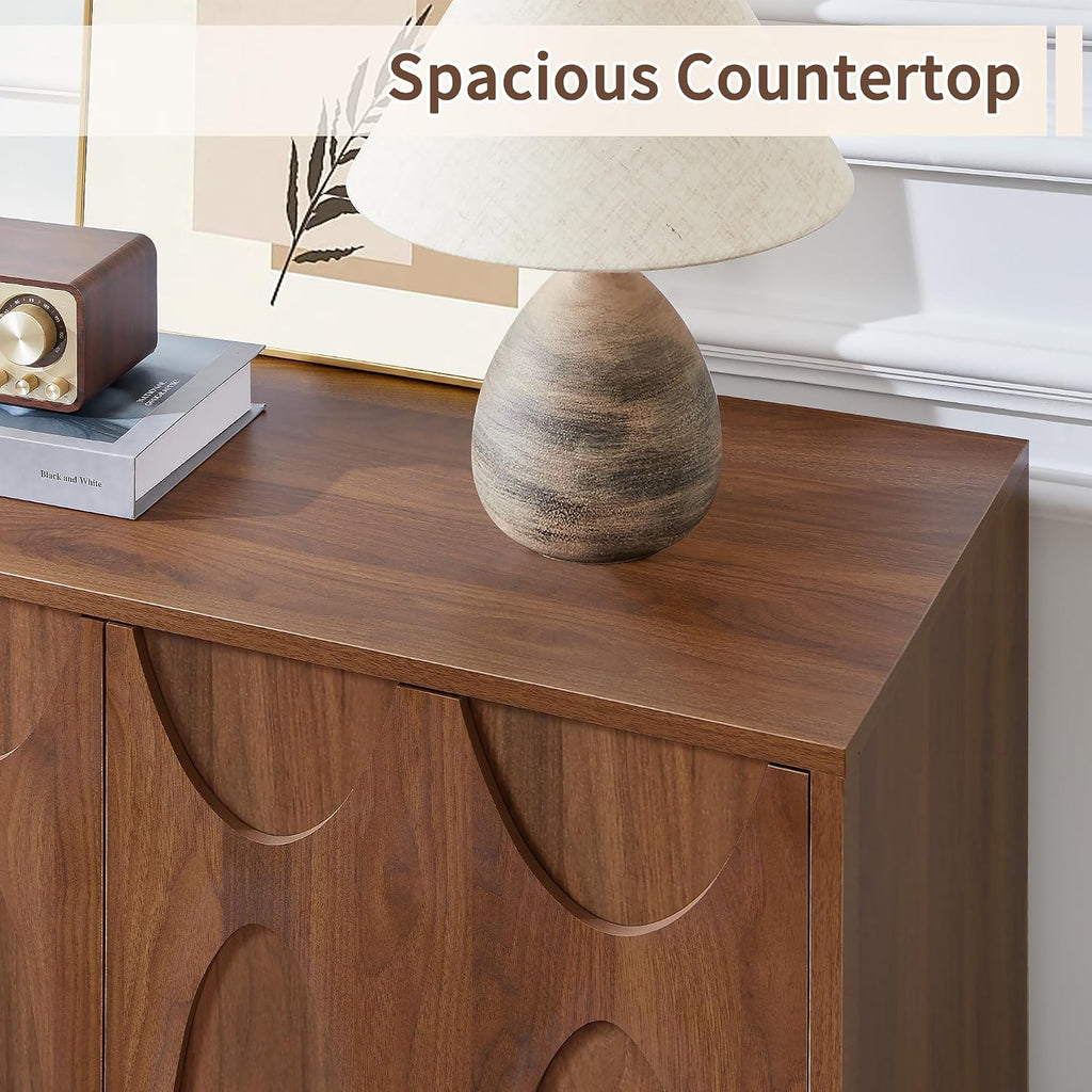 Bifins Sideboard Buffet Cabinet with Storage Set of 3, 94.5' Mid Century Modern Storage Cabinet with Adjustable Shelf and 6 Doors for Dining Room, Living Room,Entry