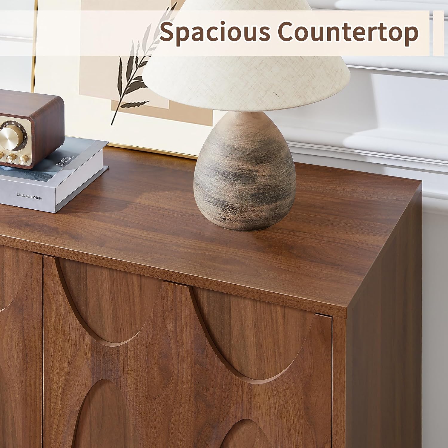 Bifins Sideboard Buffet Cabinet with Storage Set of 2, 63' Mid Century Modern Storage Cabinet with Adjustable Shelf and 4 Doors for Dining Room, Living Room,Entry