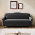 Christopher Knight Home Sola 77.5'' Modern Chenille Upholstered Loveseat Sofa with Rolled Armrest and Rubberwood Frame, 2-Seater Home Sofa Living Room, Comfy Couch for Hotel/Apartment, Dark Grey