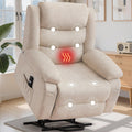 Korser Oversized Power Lift Recliner for Elderly, Extra Wide Electric Recliner Chairs with Massage and Heat, Reclining Chair with Side Pockets, Recliner for Living Room (Cashmere, Khaki)