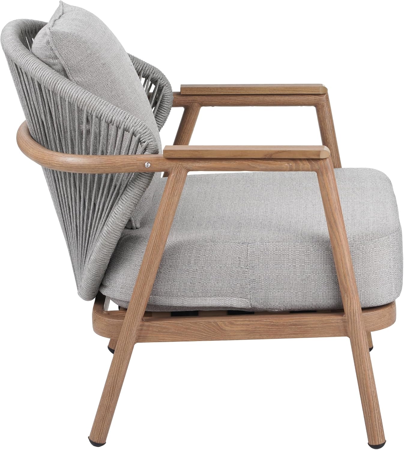 Christopher Knight Home Vine Iron Patio Club Chair Set of 2, Outdoor Accent Chair with Cushions, Wooden Patio Armchair, Ergonomic Comfy Reading Chair for Balcony, Backyard, Garden, Teak Finish