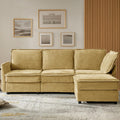 HULALA HOME 97'' Modular Sectional Sofa, L Shaped Couch with Storage Ottoman, Comfy Chenille Sofa with Deep Seat, 4 Seat Convertible Sectional Couches for Living Room, Cream