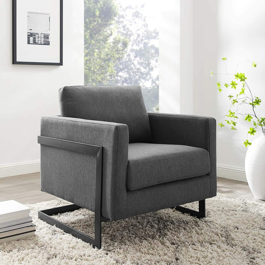 Posse Upholstered Fabric Accent Chair in Black Charcoal