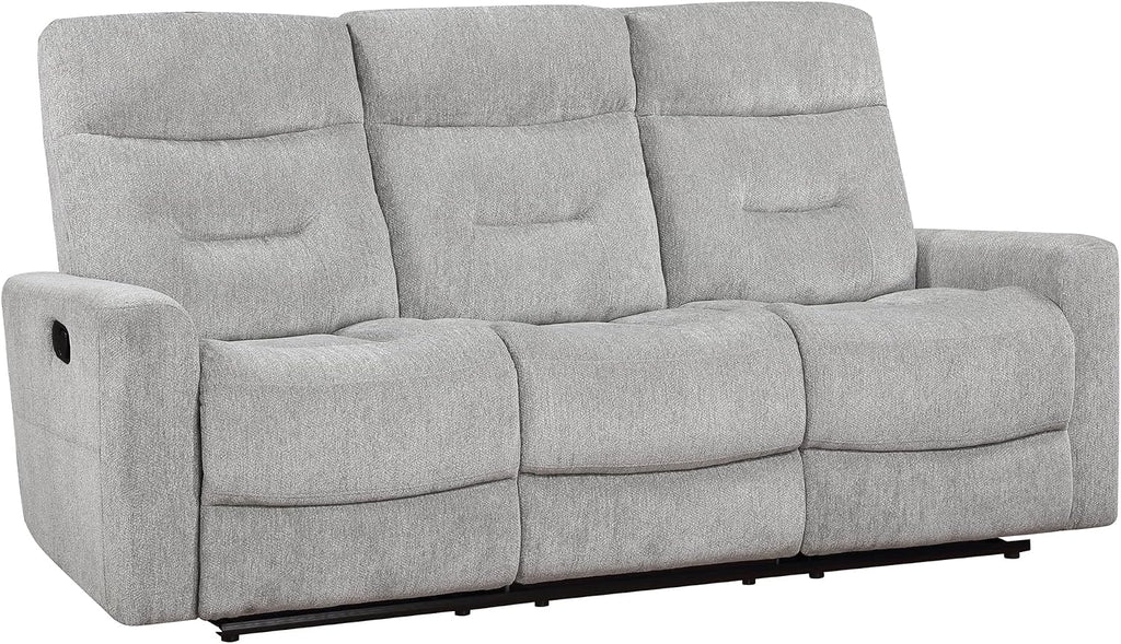 Lexicon Recliner Sofa for Living Room, Double Recliner RV Couch, Manual Wall Hugger Recliner Home Theater Seating Chenille Reclining Sofa, 81''W Sofa, Grey