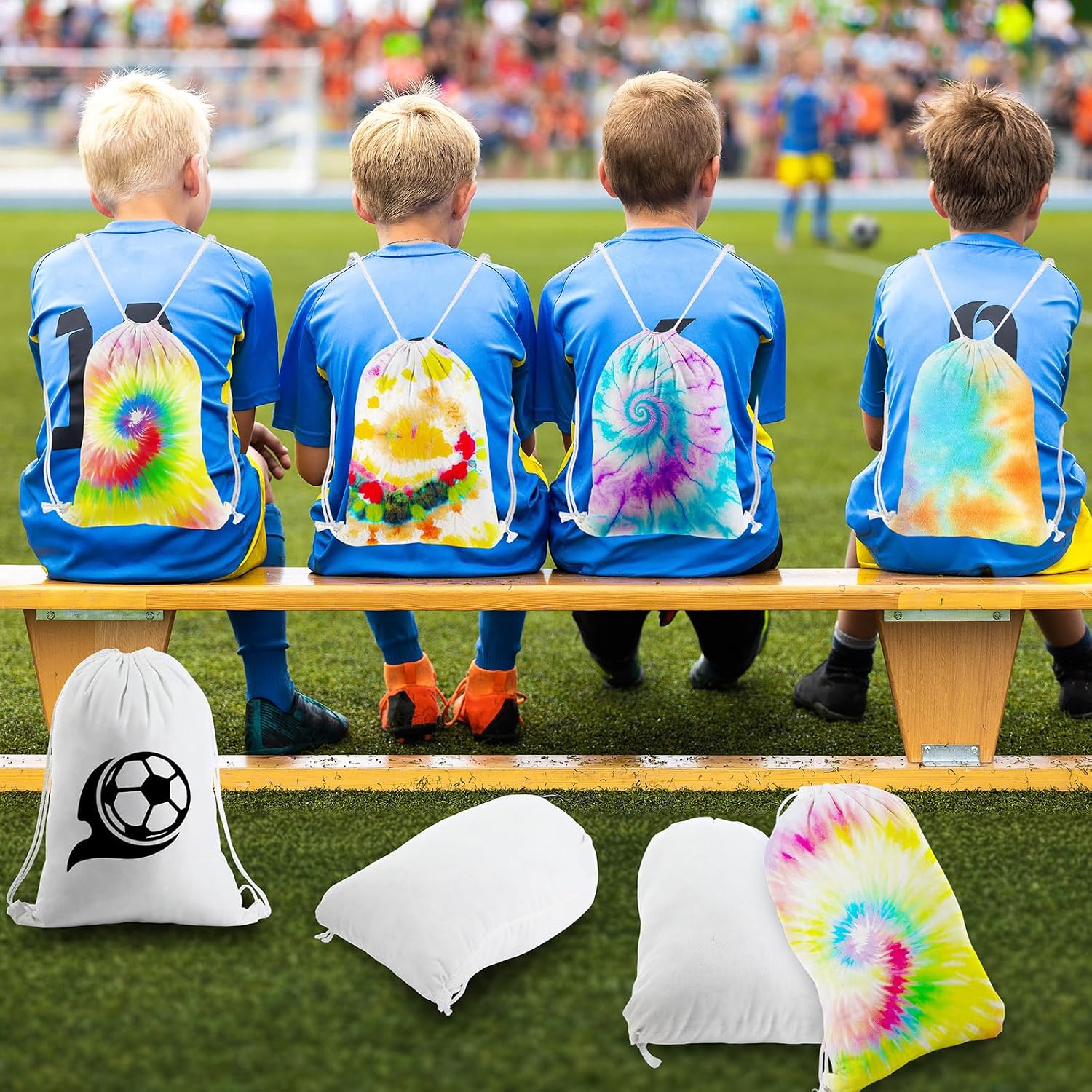 Abbylike 150 Pcs Tie Dye Cotton Drawstring Bag Bulk Sublimation Blank Backpack Canvas Drawstring Tote Bag Items to Tie Dye