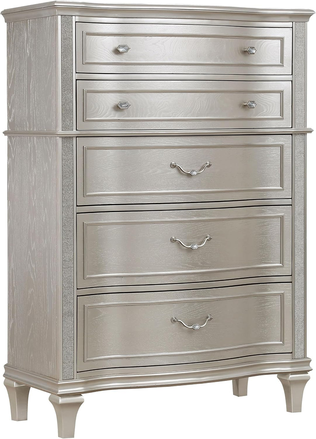 Coaster Home Furnishings - Evangeline - Wood - 6-Drawer Chest with Hexagonal-Shaped Knobs and Felt-Lined Drawer - Bedroom - Modern Classic - Silver Oak - 223395