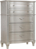 Coaster Home Furnishings - Evangeline - Wood - 6-Drawer Chest with Hexagonal-Shaped Knobs and Felt-Lined Drawer - Bedroom - Modern Classic - Silver Oak - 223395