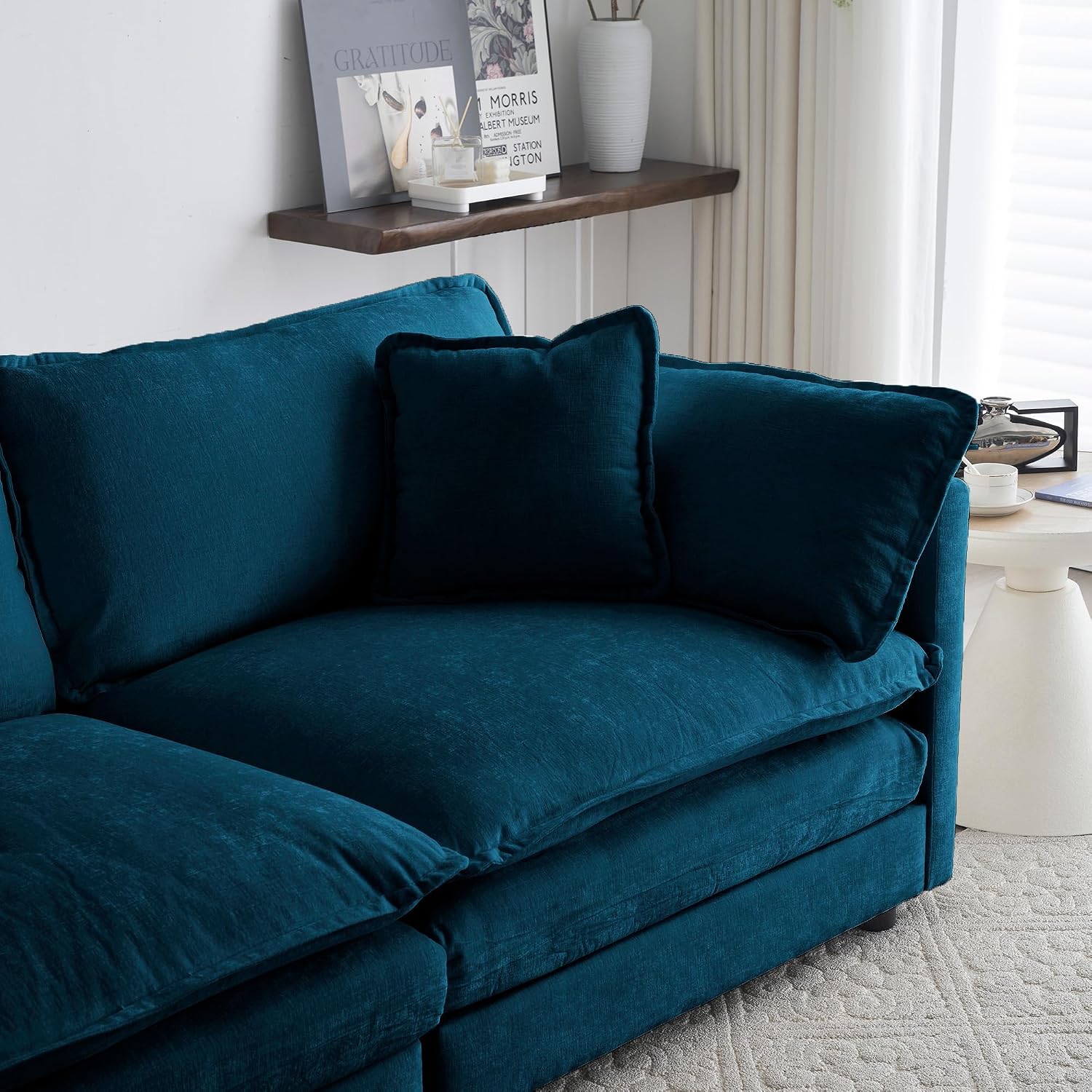 ERYE Oversized Loveseat Sectional Sofa Modern Deep Seat Reversible Chaise Sofa&Couch with Movable Ottoman and 4 Pillows, Modular Sleeper Upholstered Couch for Living Room,Apartment,Studio,Office