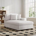 Oversized Chaise Lounge Chair Indoor, Corduroy Upholstered Sofa Bed for Living Room, Comfy Sleeper Couch Bedroom Reading Seat with Wood Frame - Beige, Left Armrest