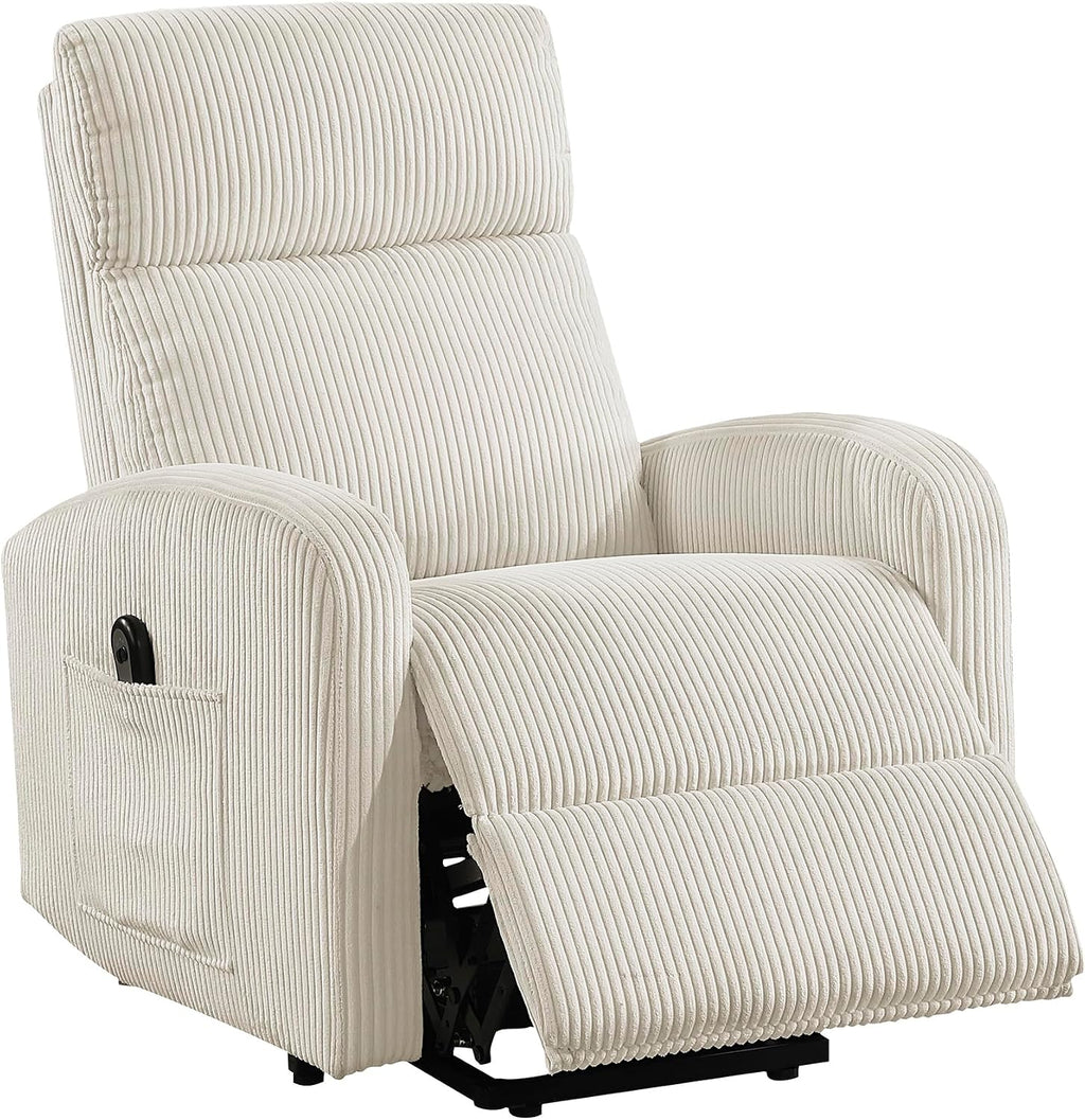 Lexicon Power Lift Recliner Chair for Elderly with Remote Control, Gentle Lift Motion, Side Pocket Armrest, Corduroy Upholstered Electric Recliner for Living Room/Bedroom, Easy Assembly, Beige