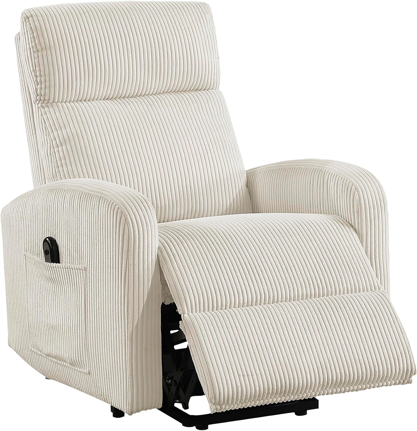 Lexicon Power Lift Recliner Chair for Elderly with Remote Control, Gentle Lift Motion, Side Pocket Armrest, Corduroy Upholstered Electric Recliner for Living Room/Bedroom, Easy Assembly, Beige