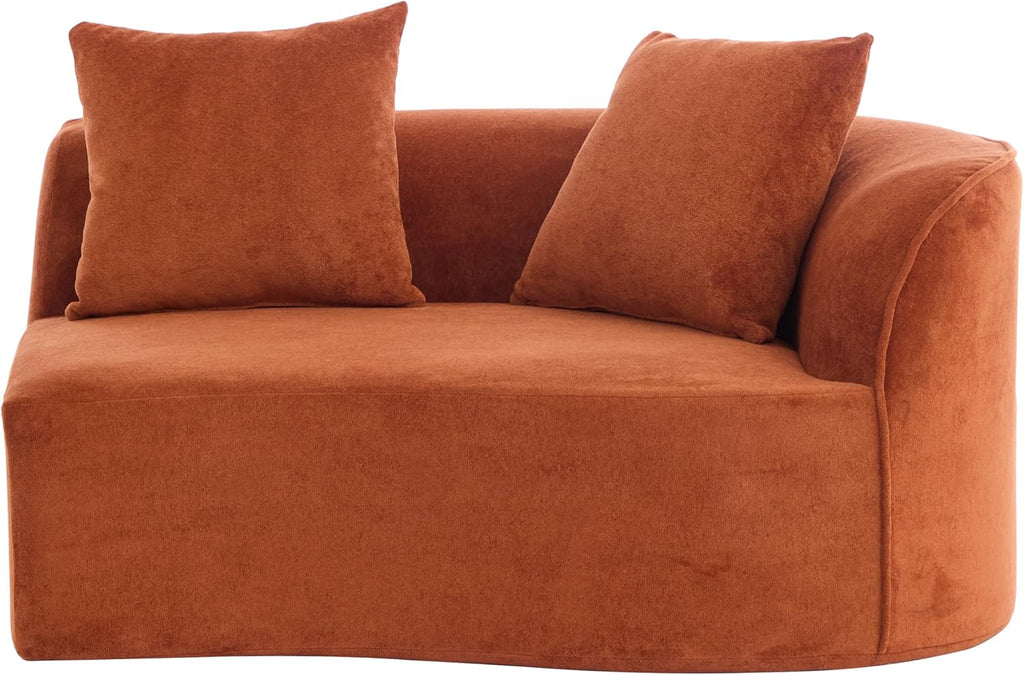 Christopher Knight Home Braebt 126' Modular Sofa with 4 Throw Pillows, Curved 5-Seater Large Sofa Couches, Comfy Upholstered Sectional Cloud Couch for Living Room, No Assembly Required, Dark Orange