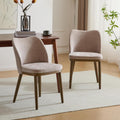 Christopher Knight Home Set of 2 Ringo Fabric Upholstered Dining Chairs, Rubberwood Frame, Curved Backrest,Foam-Filled Cushion, Armless Accent Chair/Side Chair, Dining Room/Kitchen, Apricot+Walnut