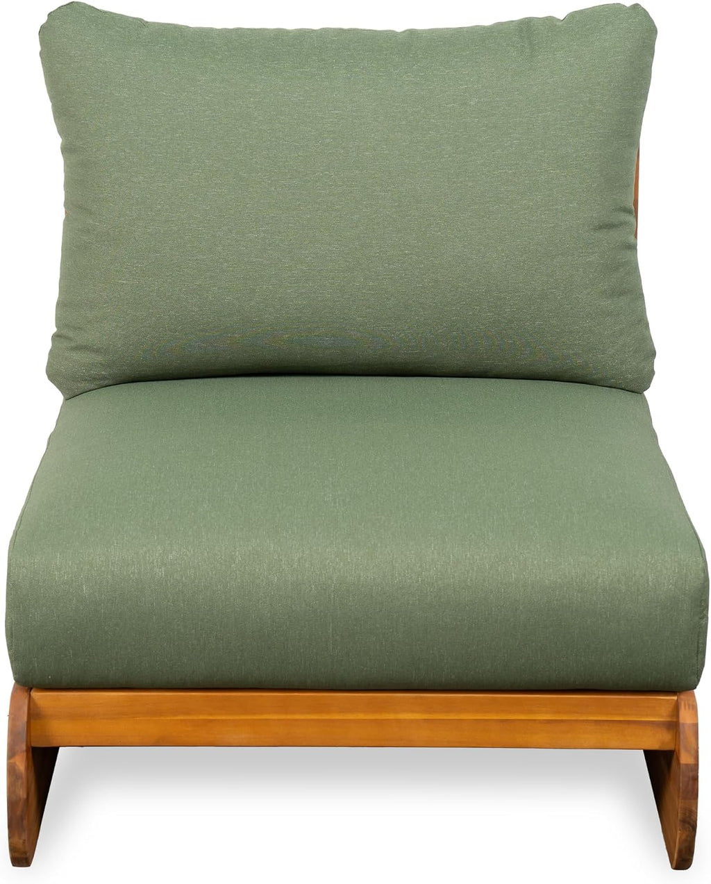 Christopher Knight Home Poppy Outdoor Club Chair with Water Resistant, Acacia Wood Lounge Chair Outdoor, Patio Low Profile Accent Chair, Comfy Reading Chair for Garden Backyard, Teak + Green